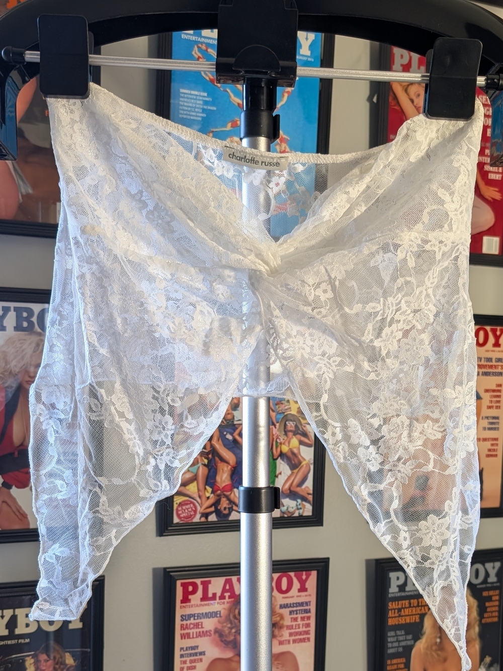 Charlotte Russe White Lace Cropped Wrap Top